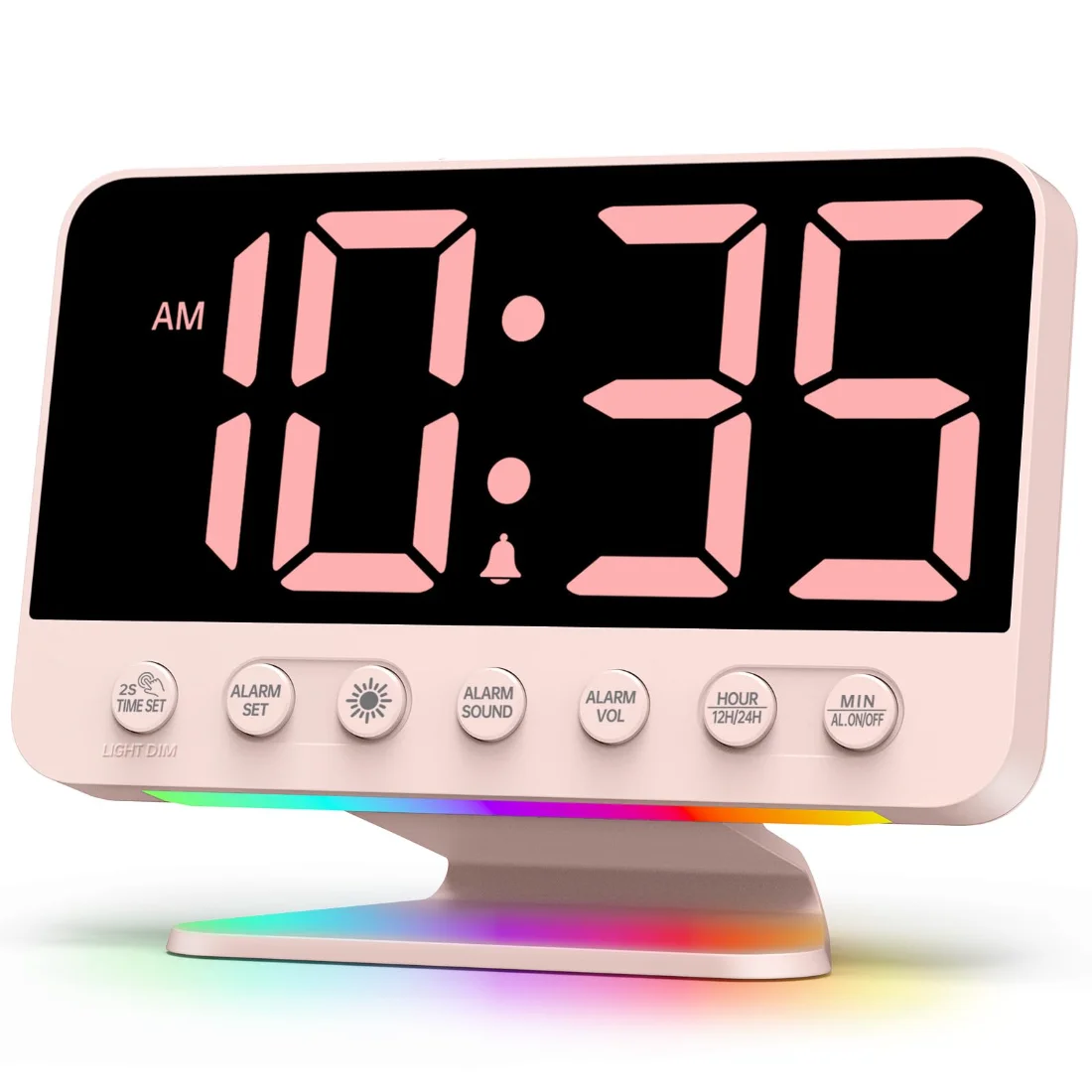 Odokee U2 Big-Digit Clock, Sakura Pink on a nightstand