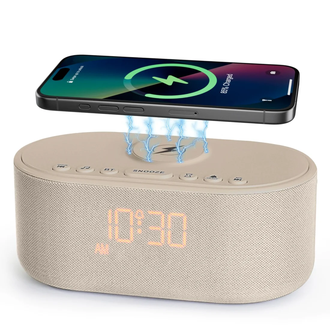 Odokee UE268S Sound Machine Clock, Putty on a nightstand