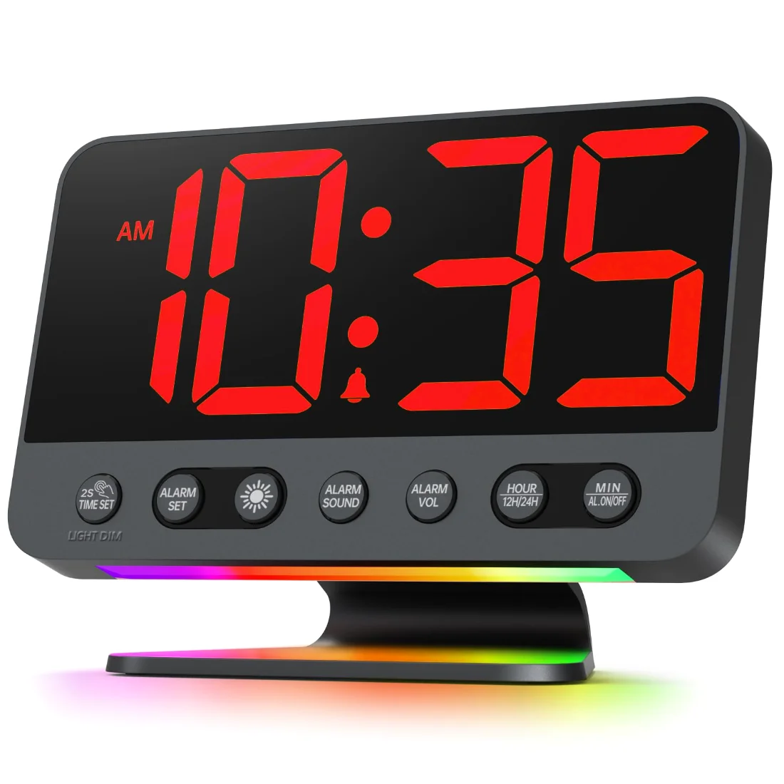 Odokee U2 Big-Digit Clock, Black with Red Digits on a nightstand